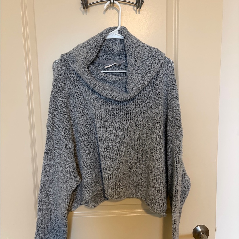 Free People Heathered Gray Cowl Neck Sweater